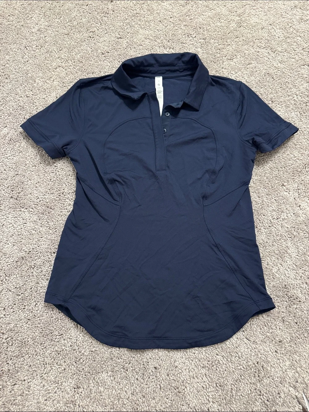 Lululemon Navy Short-Sleeve Polo Top